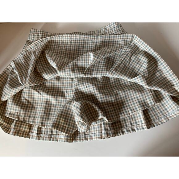Hyfve plaid school girl skort size large junior sage, cream tan - Picture 3 of 5